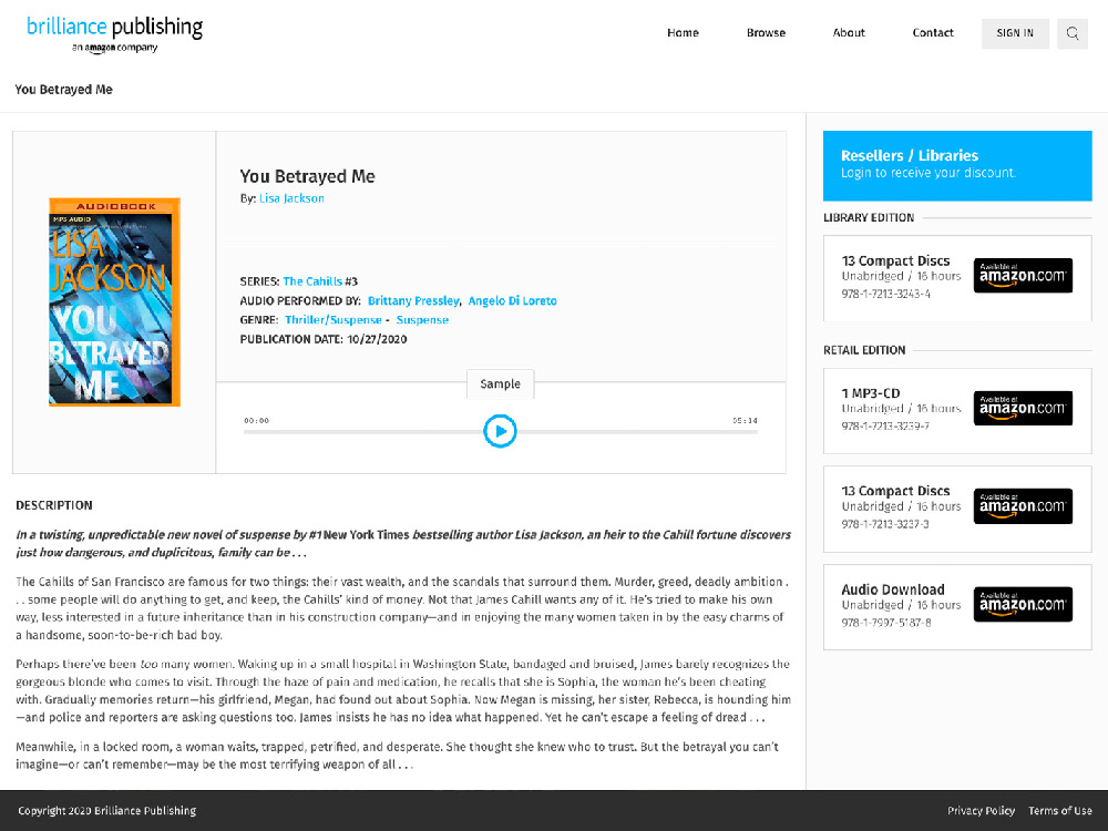 Brilliance Publishing Website Screenshot